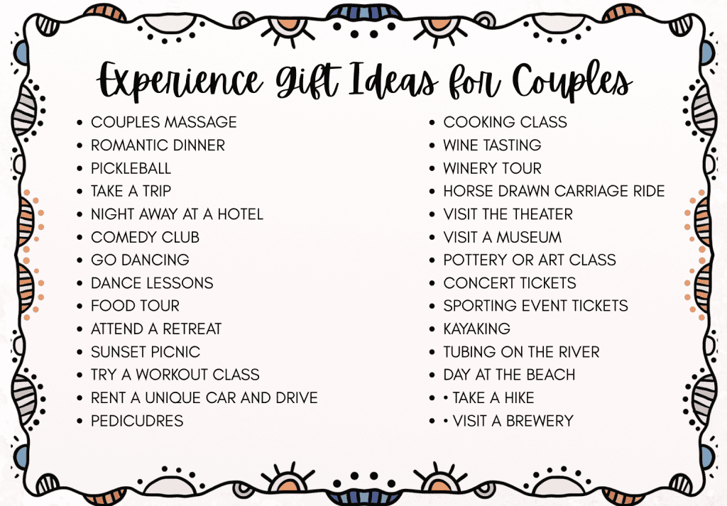 experience gift ideas for couples